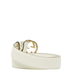 グッチ インターロッキングG ベルト サイズ:80/32 370543 ホワイト レザー レディース GUCCI 【中古】