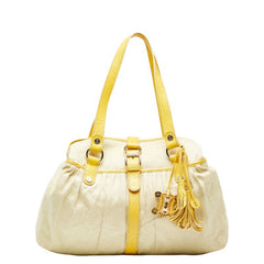 セリーヌ トートバッグ ベージュ イエロー キャンバス レザー レディース CELINE 【中古】
