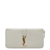 サンローラン YSLロゴ ラウンドファスナー 長財布 414570 ベージュ レザー レディース SAINT LAURENT 【中古】