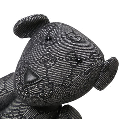 グッチ GGキャンバス テディベア クマ ぬいぐるみ ブラック コットン レザー レディース GUCCI 【中古】