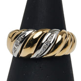 K18YG イエローゴールド Pt900 プラチナ コンビ ダイヤ0.04ct リング 指輪 レディース 14.5号 【中古】