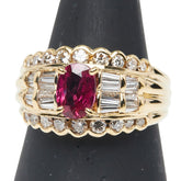 K18YG イエローゴールド ルビー1.09ct ダイヤ1.08ct リング 指輪 レディース 13.5号 【中古】