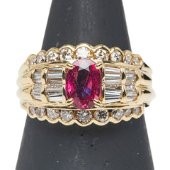 K18YG イエローゴールド ルビー1.09ct ダイヤ1.08ct リング 指輪 レディース 13.5号 【中古】