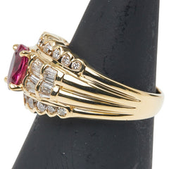 K18YG イエローゴールド ルビー1.09ct ダイヤ1.08ct リング 指輪 レディース 13.5号 【中古】