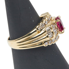 K18YG イエローゴールド ルビー1.09ct ダイヤ1.08ct リング 指輪 レディース 13.5号 【中古】