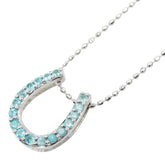 K18WG ホワイトゴールド パライバトルマリン0.17ct 馬蹄 ペンダントネックレス レディース 【中古】