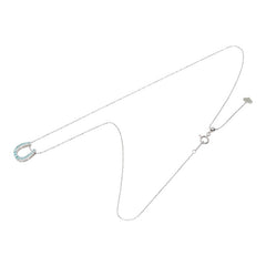 K18WG ホワイトゴールド パライバトルマリン0.17ct 馬蹄 ペンダントネックレス レディース 【中古】