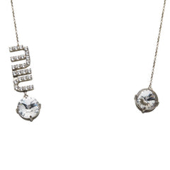 ミュウミュウ ロゴ ラインストーン ネックレス チョーカー シルバー メタル レディース MIUMIU 【中古】