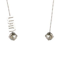 ミュウミュウ ロゴ ラインストーン ネックレス チョーカー シルバー メタル レディース MIUMIU 【中古】