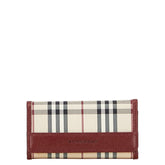 バーバリー ノバチェック 5連 キーケース ベージュ ワインレッド ナイロン レザー レディース BURBERRY 【中古】