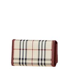 バーバリー ノバチェック 5連 キーケース ベージュ ワインレッド ナイロン レザー レディース BURBERRY 【中古】