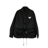 プラダ 20SS RE-NYLON トライアングルプレート テック ブルゾン ジャケット サイズ:XS SGB404 ブラック ナイロン メンズ PRADA 【中古】