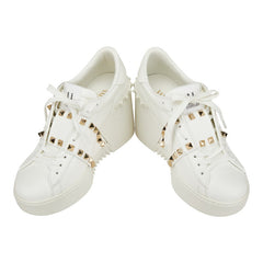 ヴァレンティノ スタッズ スニーカー サイズ:36 1/2 ホワイト ゴールド レザー レディース VALENTINO 【中古】