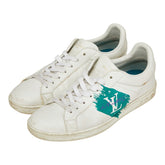 ルイ ヴィトン LVロゴ ローカット スニーカー サイズ:7 ホワイト グリーン レザー メンズ LOUIS VUITTON 【中古】