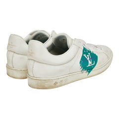 ルイ ヴィトン LVロゴ ローカット スニーカー サイズ:7 ホワイト グリーン レザー メンズ LOUIS VUITTON 【中古】