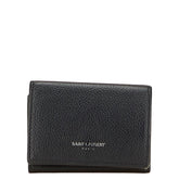 サンローラン タイニーウォレット コンパクトウォレット 三つ折り財布 459784 ブラック レザー レディース SAINT LAURENT 【中古】