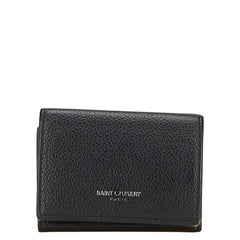 サンローラン タイニーウォレット コンパクトウォレット 三つ折り財布 459784 ブラック レザー レディース SAINT LAURENT 【中古】