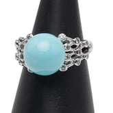 K18WG ホワイトゴールド トルコ石10.3mm ダイヤ0.20ct リング 指輪 レディース 12号 【中古】