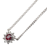 Pt900 プラチナ Pt850 プラチナ ルビー0.21ct ダイヤ0.13ct ペンダントネックレス レディース 【中古】