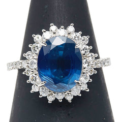 Pt900 プラチナ サファイア4.065ct ダイヤ0.67ct リング 指輪 レディース 12号 【中古】