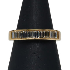 K18YG イエローゴールド ダイヤ1.04ct 一文字 リング 指輪 レディース 13号 【中古】