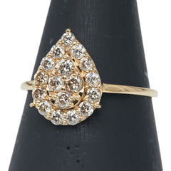 K18YG イエローゴールド ダイヤ0.60ct 雫 モチーフ リング 指輪 レディース 12号 【中古】