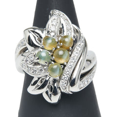 Pt900 プラチナ キャッツアイ2.23ct ダイヤ0.50ct リング 指輪 レディース 16.5号 【中古】