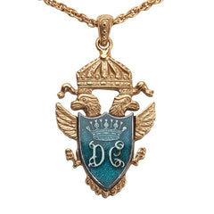 ドルチェアンドガッバーナ クレスト 紋章 モチーフ ネックレス ゴールド ブルー メッキ メンズ DOLCE&GABBANA 【中古】