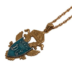 ドルチェアンドガッバーナ クレスト 紋章 モチーフ ネックレス ゴールド ブルー メッキ メンズ DOLCE&GABBANA 【中古】