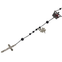 ドルチェアンドガッバーナ ロザリオ クロス ネックレス シルバー ブラック レッド メタル メンズ DOLCE&GABBANA 【中古】