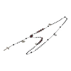 ドルチェアンドガッバーナ ロザリオ クロス ネックレス シルバー ブラック レッド メタル メンズ DOLCE&GABBANA 【中古】