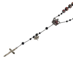 ドルチェアンドガッバーナ ロザリオ クロス ネックレス シルバー ブラック レッド メタル メンズ DOLCE&GABBANA 【中古】