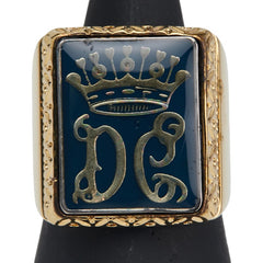 ドルチェアンドガッバーナ DCロゴ クラウン 王冠 モチーフ リング 指輪 ゴールド ブルー メッキ メンズ DOLCE&GABBANA 【中古】