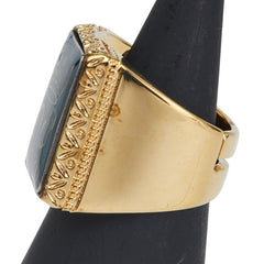 ドルチェアンドガッバーナ DCロゴ クラウン 王冠 モチーフ リング 指輪 ゴールド ブルー メッキ メンズ DOLCE&GABBANA 【中古】