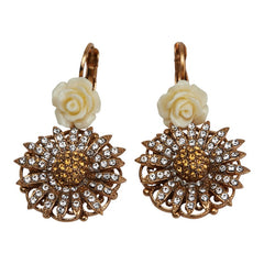 ドルチェアンドガッバーナ 花 フラワー モチーフ イヤリング ゴールド メッキ ラインストーン レディース DOLCE&GABBANA 【中古】
