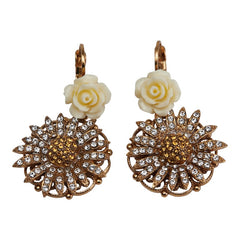 ドルチェアンドガッバーナ 花 フラワー モチーフ イヤリング ゴールド メッキ ラインストーン レディース DOLCE&GABBANA 【中古】