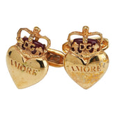 ドルチェアンドガッバーナ AMORE 王冠 ハート モチーフ カフス ゴールド レッド メッキ レディース DOLCE&GABBANA 【中古】