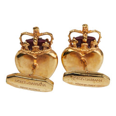 ドルチェアンドガッバーナ AMORE 王冠 ハート モチーフ カフス ゴールド レッド メッキ レディース DOLCE&GABBANA 【中古】