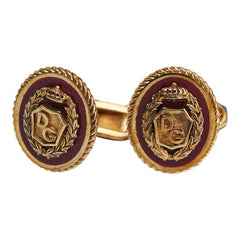 ドルチェアンドガッバーナ DGロゴ オーバル モチーフ カフス ゴールド レッド メッキ メンズ DOLCE&GABBANA 【中古】