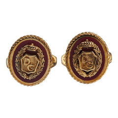 ドルチェアンドガッバーナ DGロゴ オーバル モチーフ カフス ゴールド レッド メッキ メンズ DOLCE&GABBANA 【中古】