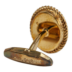 ドルチェアンドガッバーナ DGロゴ オーバル モチーフ カフス ゴールド レッド メッキ メンズ DOLCE&GABBANA 【中古】