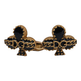 ドルチェアンドガッバーナ DGロゴ クローバー チェーン モチーフ カフス ゴールド ブラック メッキ メンズ DOLCE&GABBANA 【中古】
