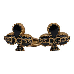ドルチェアンドガッバーナ DGロゴ クローバー チェーン モチーフ カフス ゴールド ブラック メッキ メンズ DOLCE&GABBANA 【中古】