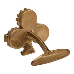 ドルチェアンドガッバーナ DGロゴ クローバー チェーン モチーフ カフス ゴールド ブラック メッキ メンズ DOLCE&GABBANA 【中古】