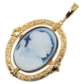 K18YG イエローゴールド メノウカメオ約17×25mm シェル オニキス ペンダントトップ レディース 【中古】