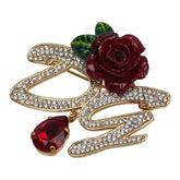 ドルチェアンドガッバーナ DG バラ モチーフ ブローチ ゴールド レッド メッキ ラインストーン レディース DOLCE&GABBANA 【中古】