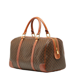 セリーヌ マカダム ボストンバッグ ブラウン PVC レザー レディース CELINE 【中古】