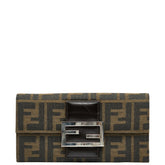 フェンディ ズッカ 長財布 310970 ブラウン キャンバス レザー レディース FENDI 【中古】