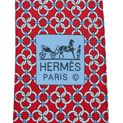 エルメス ネクタイ レッド マルチカラー シルク レディース HERMES 【中古】