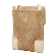 ロエベ アナグラム 斜め掛け ショルダーバッグ ベージュ ホワイト スウェード レザー レディース LOEWE 【中古】